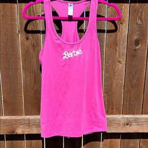Yogalicious Barbie Hot Pink Racerback Tank with White Embroidered Logo